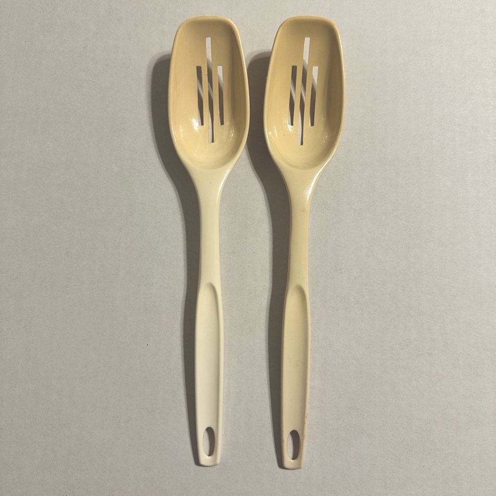 Foley Cream Nylon Slotted Serving Spoon VTG. Set of 2